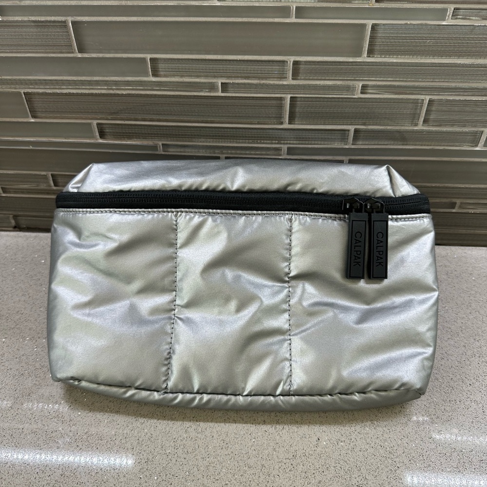 Calpak Silver Quilted Pouch